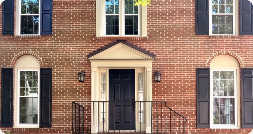 Brick home with a new front entry door