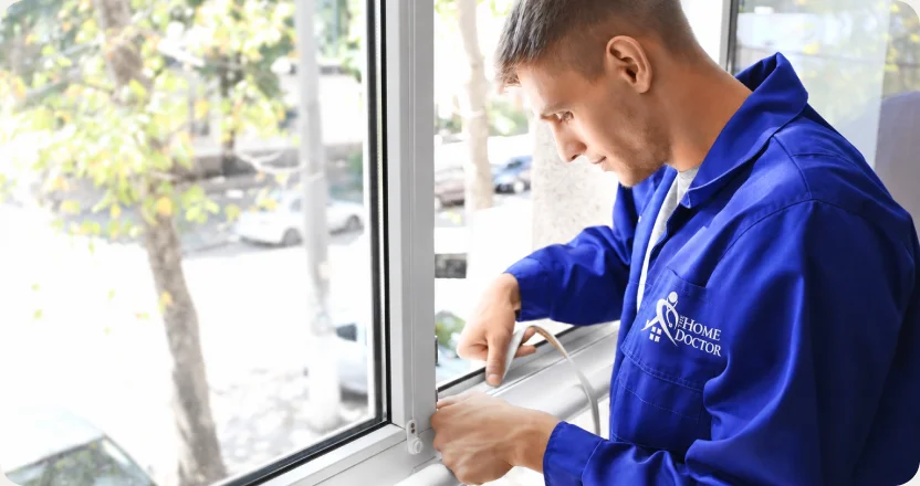 Installer fitting a replacement window